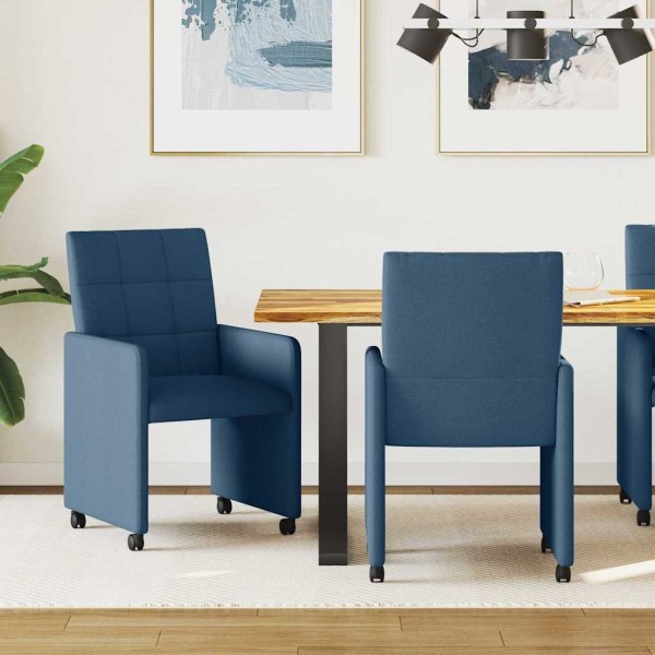 Dining Chairs with Wheels 2 pcs Blue 58 x 65 x 94 cm