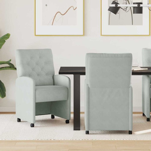 Dining Chairs with Wheels 2 pcs Light gray Velvet
