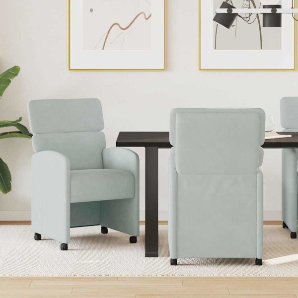 Dining Chairs with Wheels 2 pcs Light gray Velvet