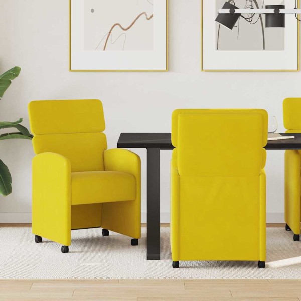 Dining Chairs with Wheels 2 pcs Yellow 58 x 65 x 98 cm