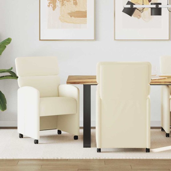 Dining Chairs with Wheels 2 pcs Cream 58 x 65 x 98 cm