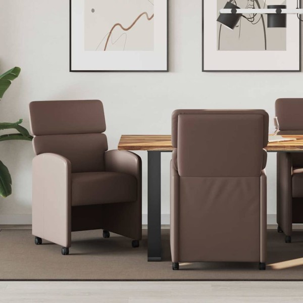 Dining Chairs with Wheels 2 pcs Brown 58 x 65 x 98 cm