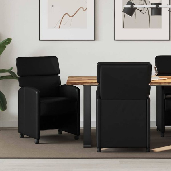 Dining Chairs with Wheels 2 pcs Black 58 x 65 x 98 cm
