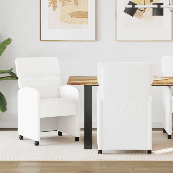 Dining Chairs with Wheels 2 pcs White 58 x 65 x 98 cm