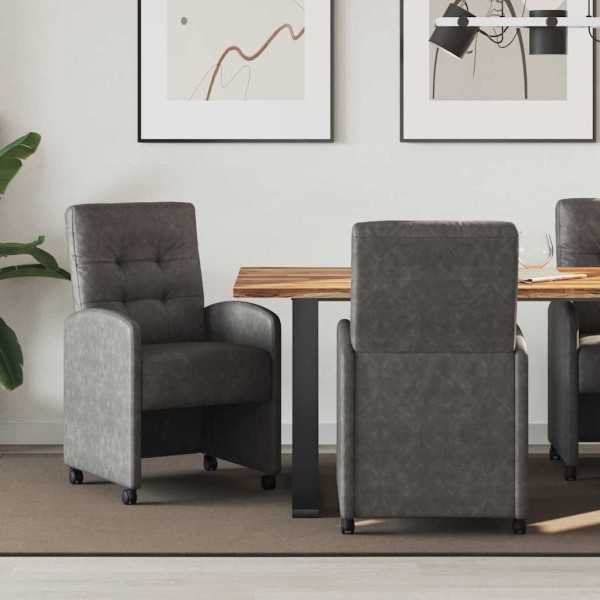 Dining Chairs with Wheels 2 pcs Black 58 x 67 x 97 cm