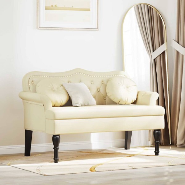 Chesterfield bench Cream 120.5 x 65 x 75 cm Artificial leather