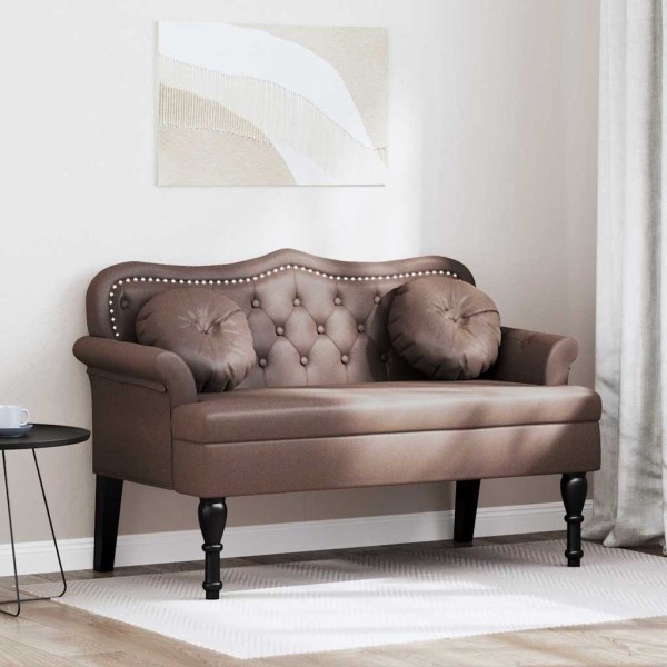Chesterfield bench Brown 120.5 x 65 x 75 cm Artificial leather