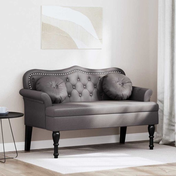 Chesterfield bench Gray 120.5 x 65 x 75 cm Artificial leather