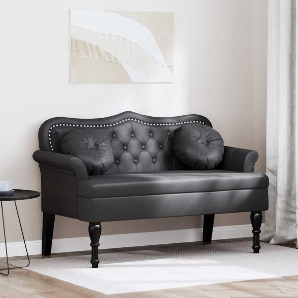 Chesterfield bench Black 120.5 x 65 x 75 cm Artificial leather