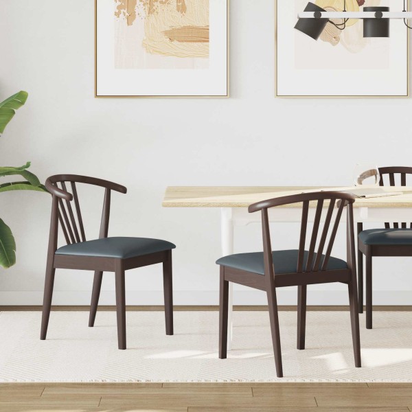 Dining chair 2 pcs Light brown and black