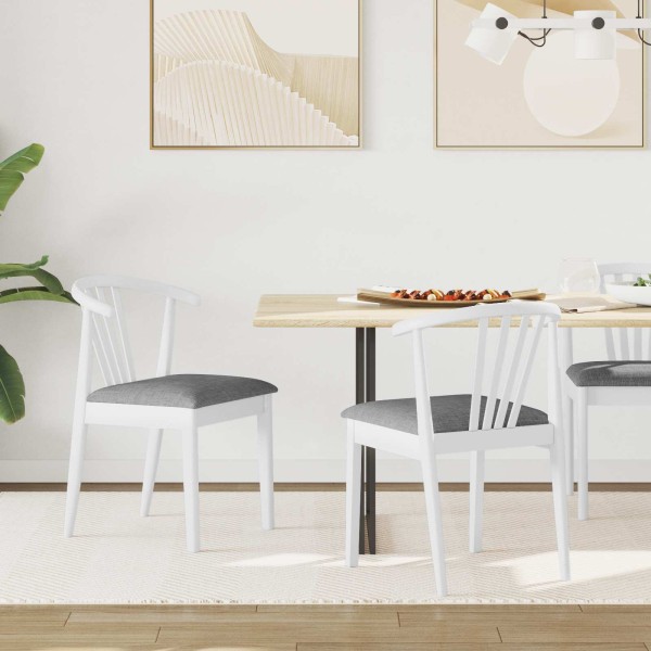 Dining chair 2 pcs White and gray Solid rubber wood