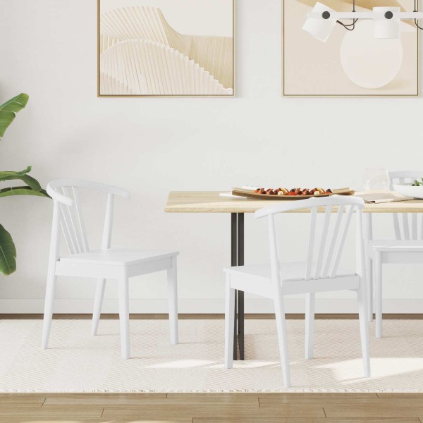 Dining chair 2 pcs White Solid rubber tree