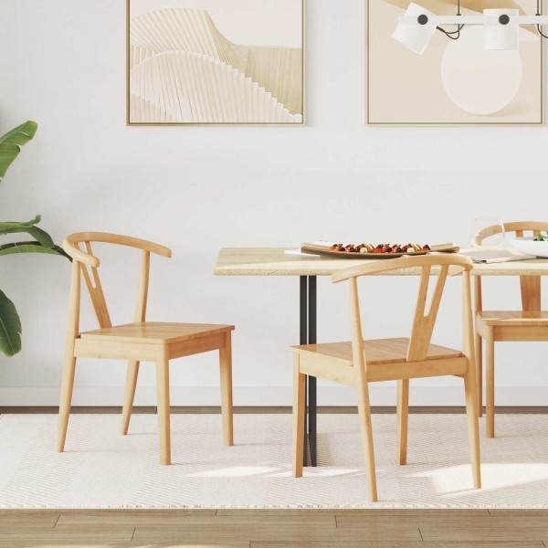 Dining chair 2 pcs Natural Solid rubber tree