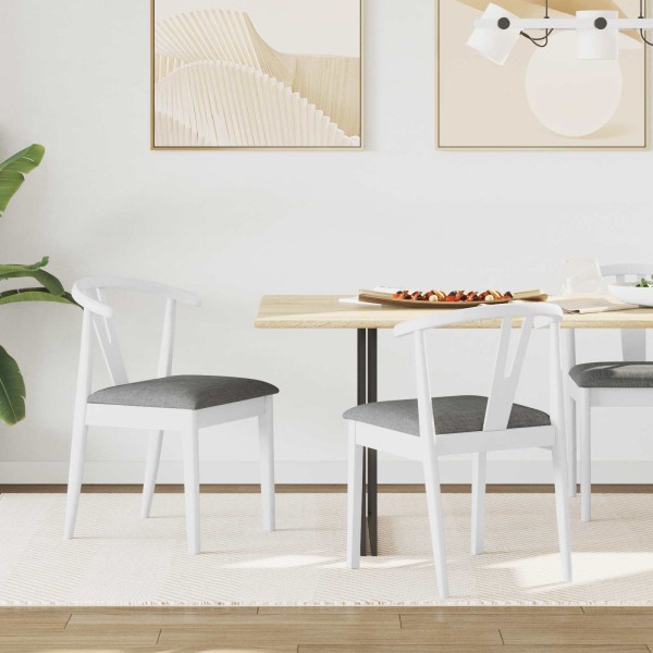Dining chair 2 pcs White and gray Solid rubber wood