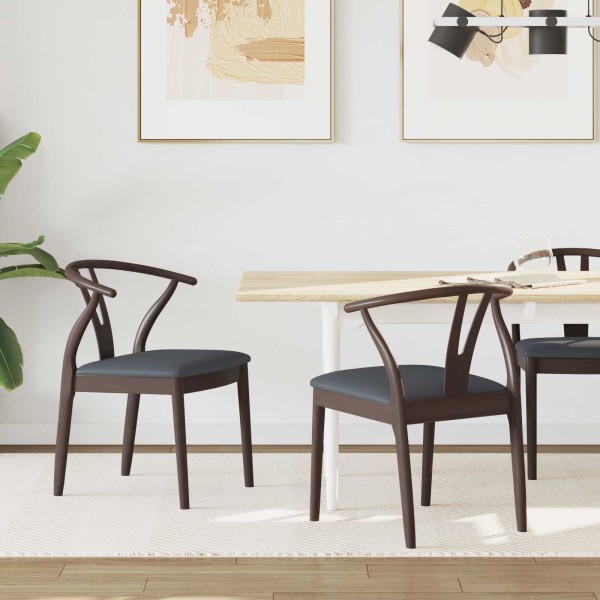 Dining chair 2 pcs Light brown and black