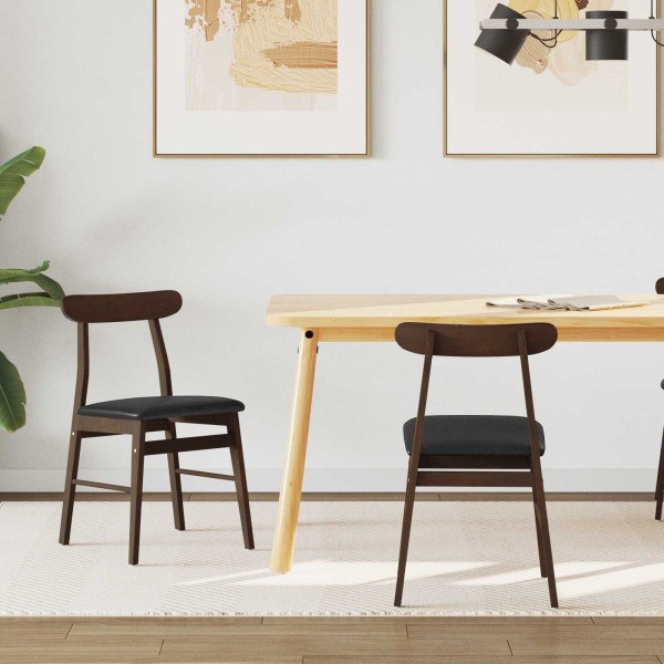 Dining chair 2 pcs Dark brown and black