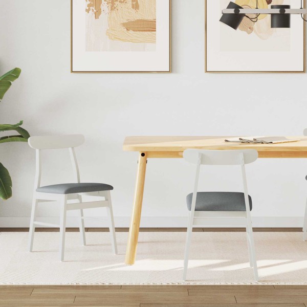 Dining chair 2 pcs White and gray Solid rubber wood