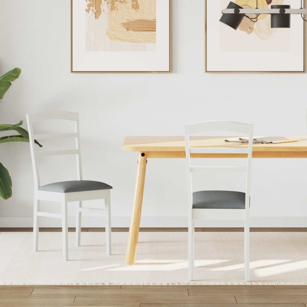 Dining chair 2 pcs White and gray Solid rubber wood