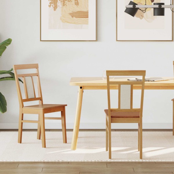 Dining chair 2 pcs Natural Solid rubber tree