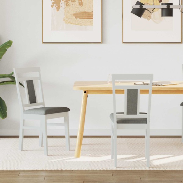 Dining chair 2 pcs White and gray Solid rubber wood