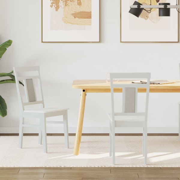 Dining chair 2 pcs White Solid rubber tree
