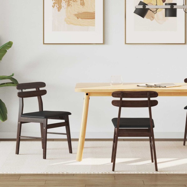 Dining chair 2 pcs Light brown and black