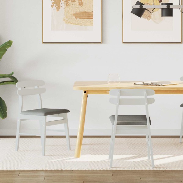 Dining chair 2 pcs White and gray Solid rubber wood