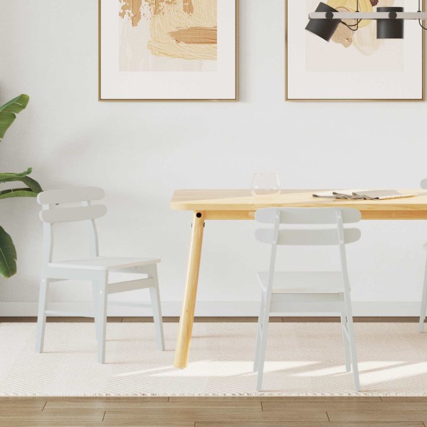 Dining chair 2 pcs White Solid rubber tree