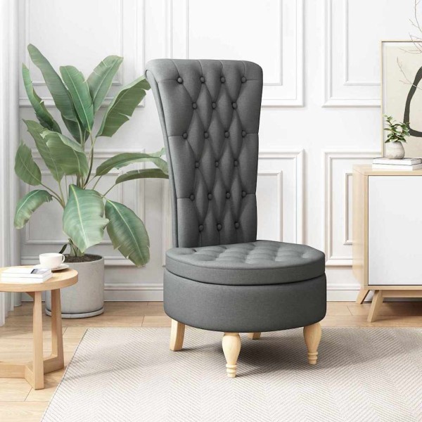 Slipper chair Dark gray fabric 56.5 x 70 x 110 cm