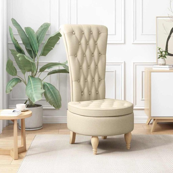 Slipper chair Cream 56.5 x 70 x 110 cm fabric