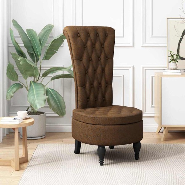 Slipper chair Brown 56.5 x 70 x 110 cm Artificial tanned leather