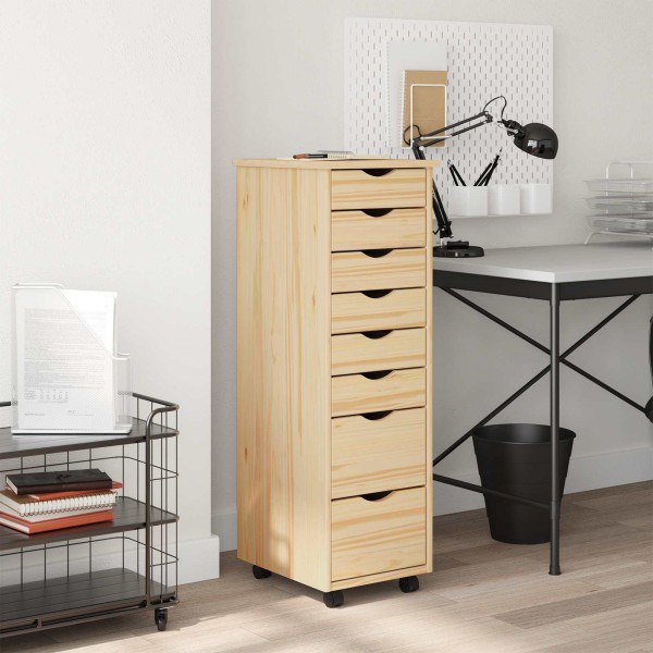 Cabinet on wheels with drawers on wheels MOSS Light lacquer