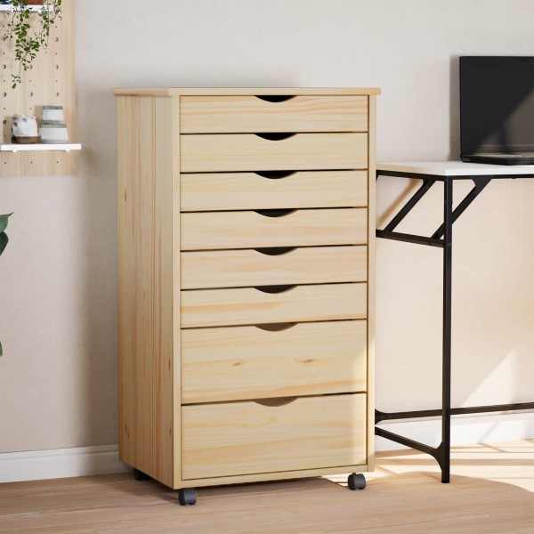 Cabinet on wheels with drawers on wheels MOSS Light lacquer