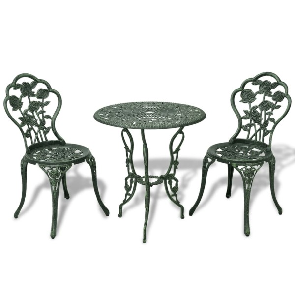 Bistro furniture set, 3d., aluminum, green