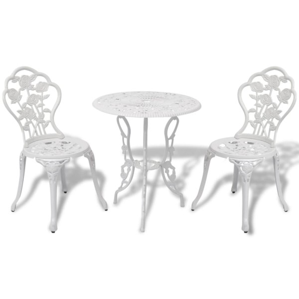 Bistro furniture set, 3d., aluminum, white
