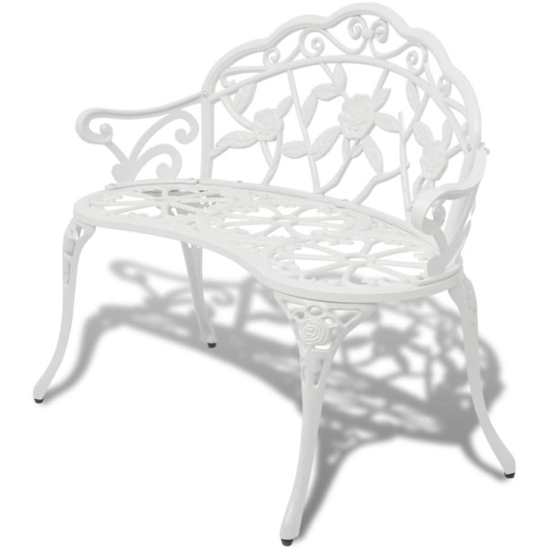 Garden bench, white, 100cm, cast aluminum
