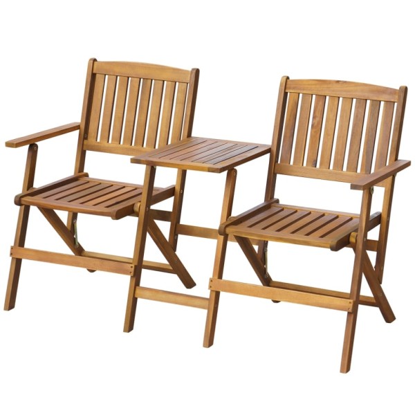 Folding garden bench with table, 140 cm, acacia