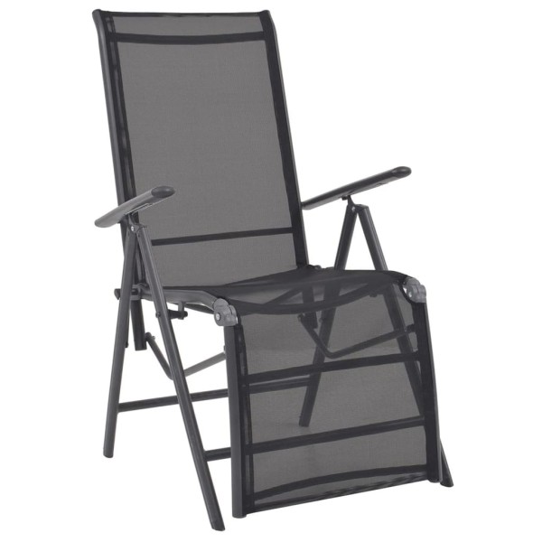 Reclining chair, aluminum and textile, black