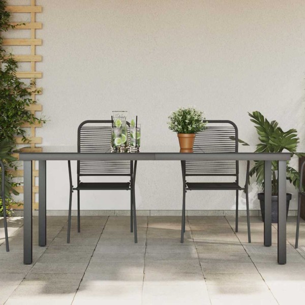 Garden table, black, 190x90x74cm, aluminum and glass