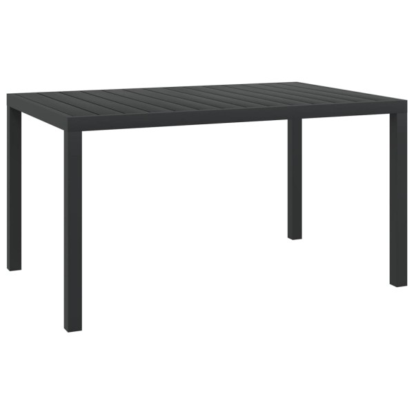 Garden table, black, 150x90x74cm, aluminum and WPC