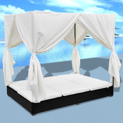 Sun lounger with curtains,...