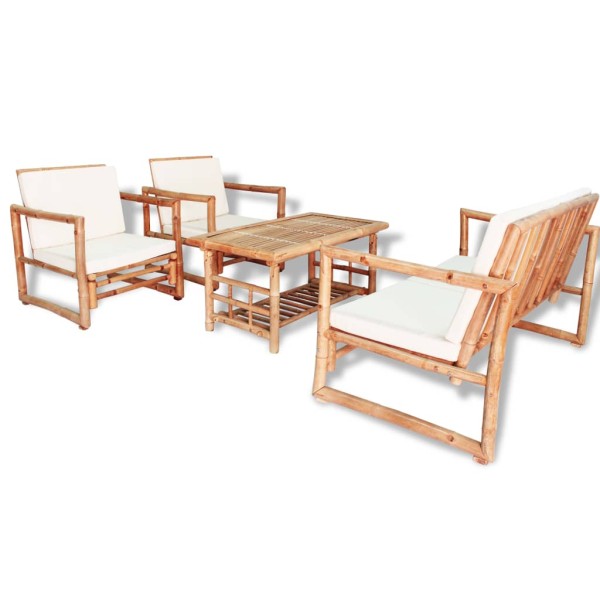 Garden lounge furniture set with base, 4d., bamboo