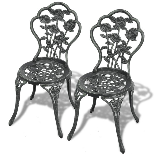 Bistro chairs, 2 pcs., cast aluminum, green