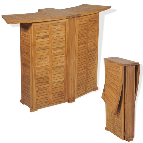 Folding bar table, solid teak, 155x53x105cm