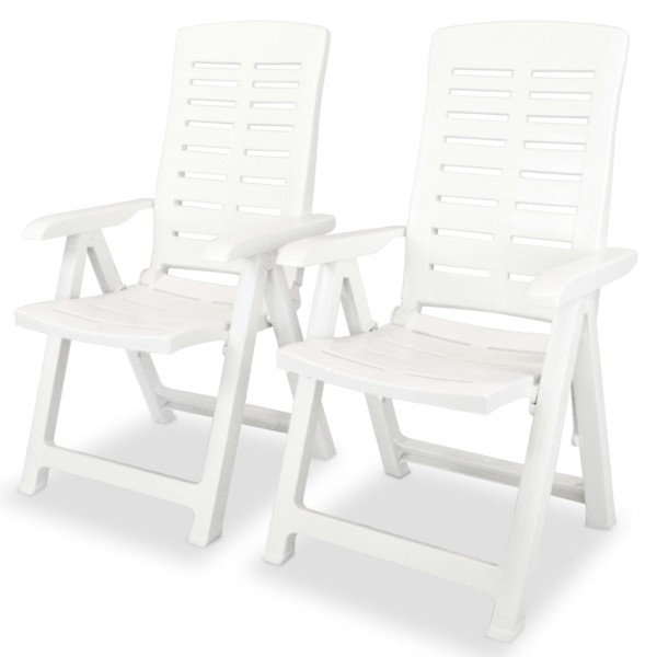 Reclining garden chairs, 2 pcs., plastic, white color