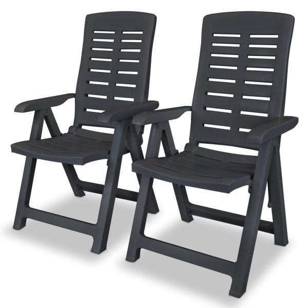 Reclining garden chairs, 2 pcs., plastic, anthracite color