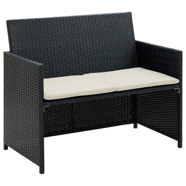 Two-seater garden sofa with cushions, gray color, polyrattan