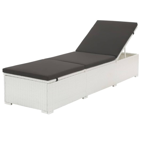 Sun lounger with mattress, polyrattan, white