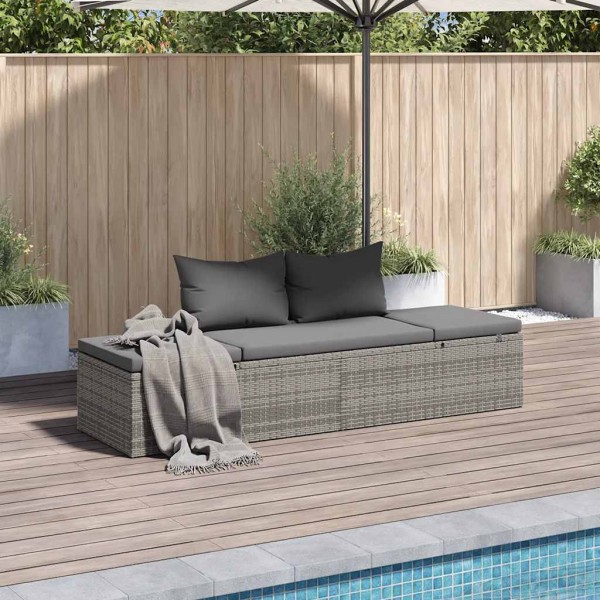 Garden bed, gray, 195x60 cm, polyrattan