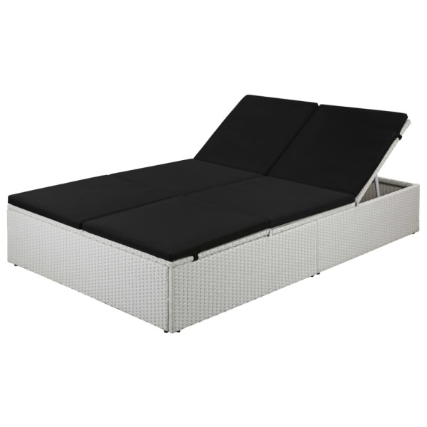 Sun lounger with mattress, black, polyrattan